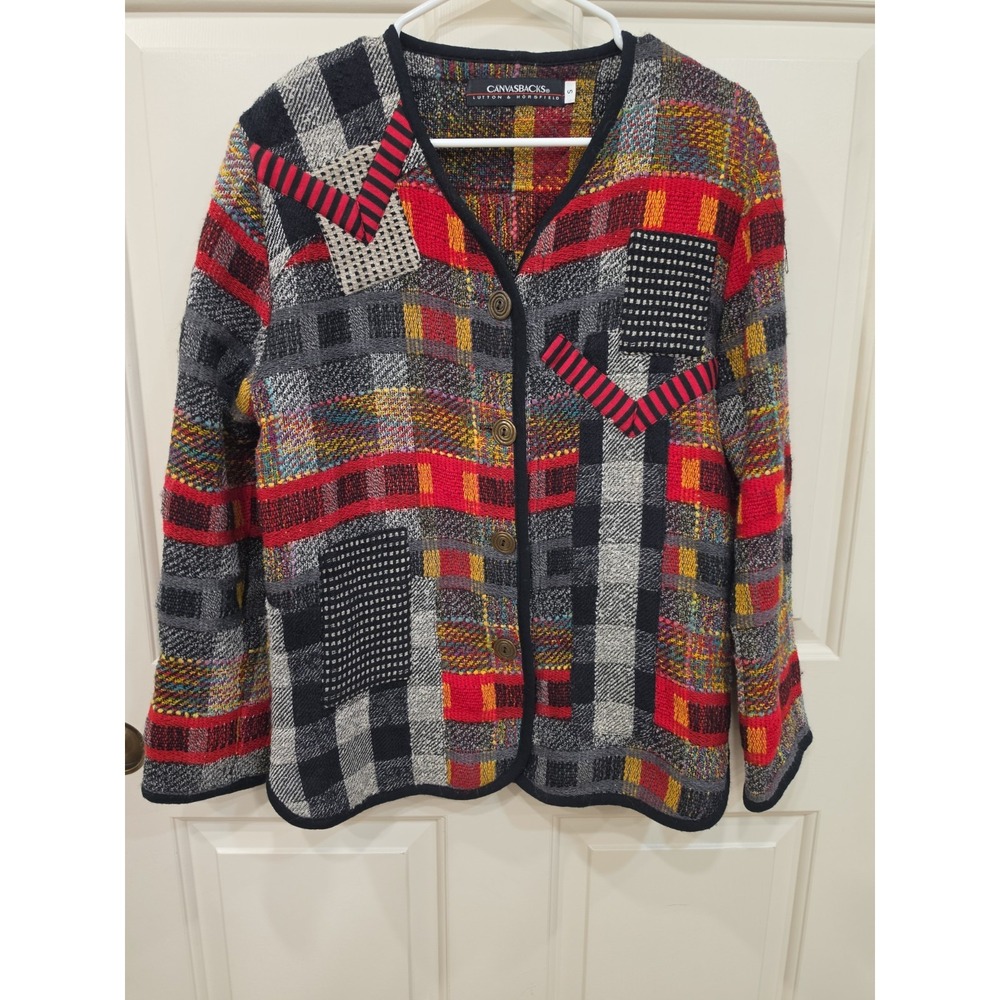 Vintage Canvasbacks Lutton Horsfield Wool Jacket Size S Multicolor Wearable Art